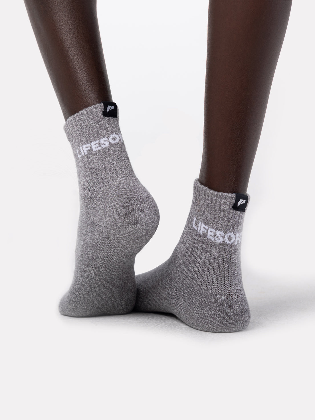 MID CREW LABEL SOCKS - LIGHT GRAINY GREY - LIFESOPECHE
