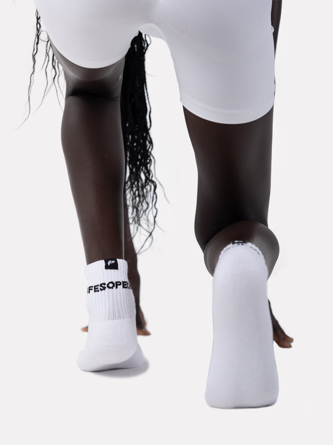 MID CREW LABEL SOCKS - WHITE - LIFESOPECHE