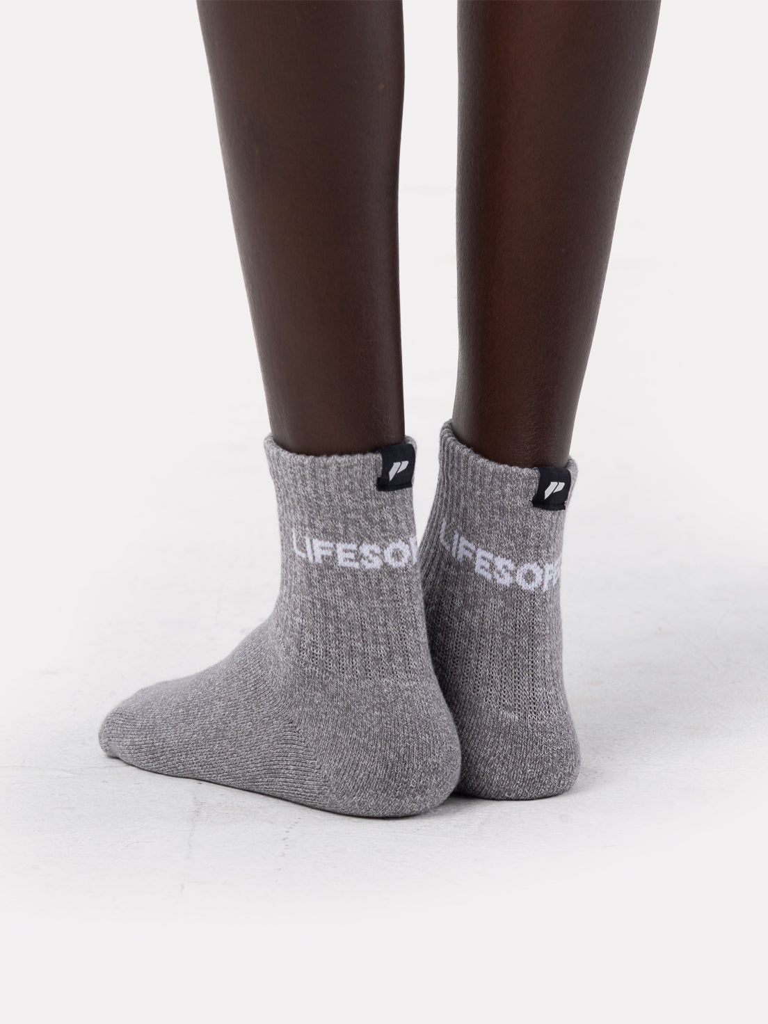 MID CREW LABEL SOCKS - LIGHT GRAINY GREY - LIFESOPECHE