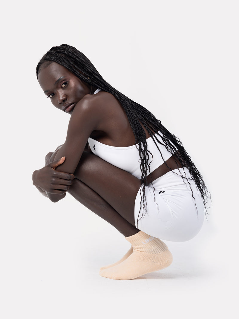 MID CREW LABEL SOCKS - LIGHT GRAINY ORANGE - LIFESOPECHE