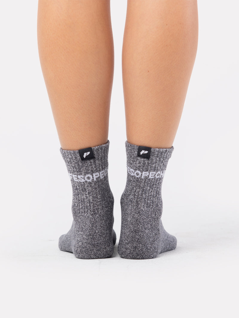 MID CREW LABEL SOCKS - DARK GRAINY GREY - LIFESOPECHE