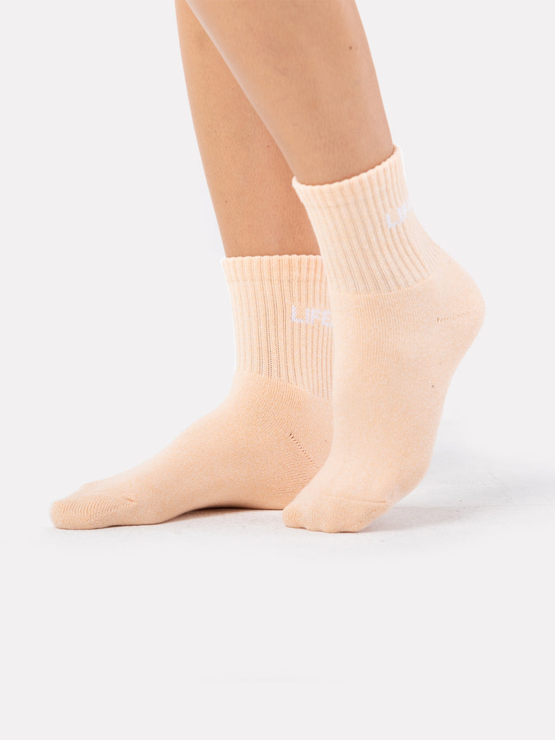 MID CREW LABEL SOCKS - MID GRAINY ORANGE - LIFESOPECHE