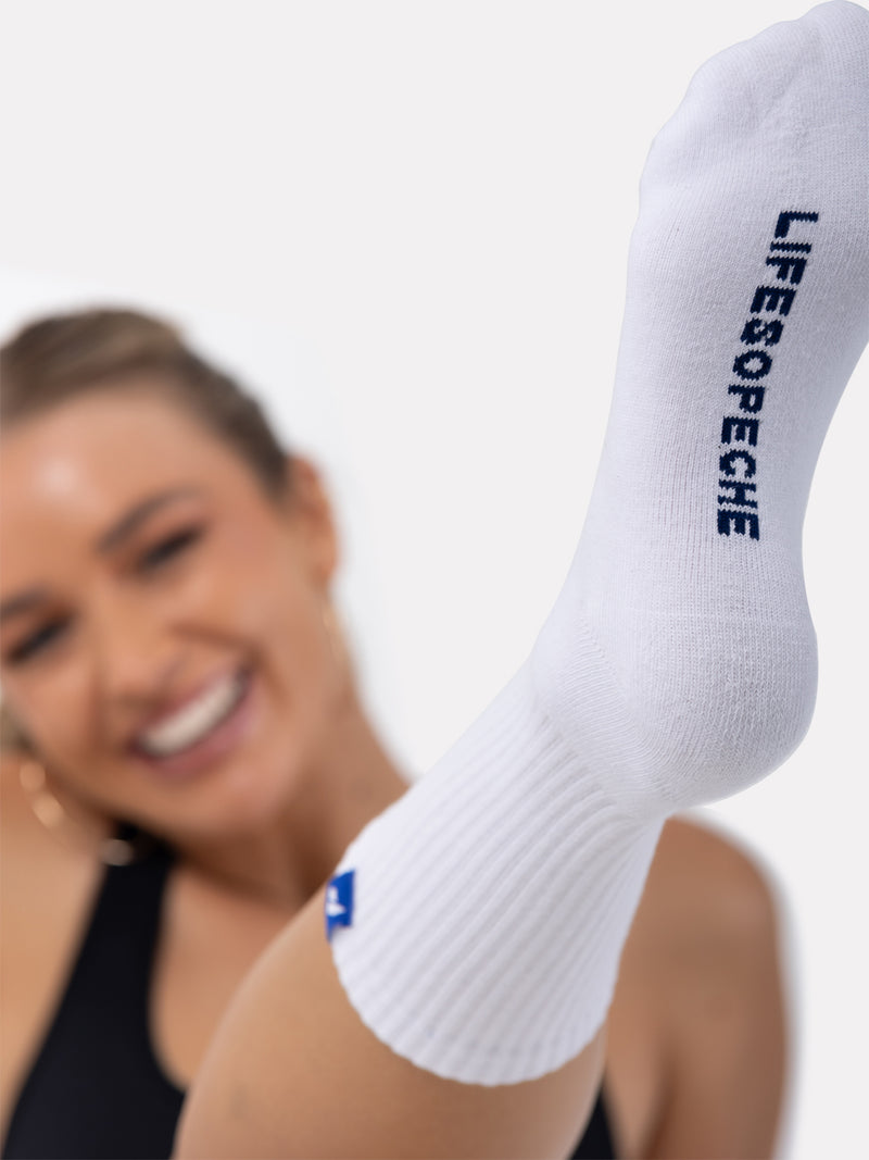 WHITE CREW LABEL SOCKS - COBALT BLUE - LIFESOPECHE