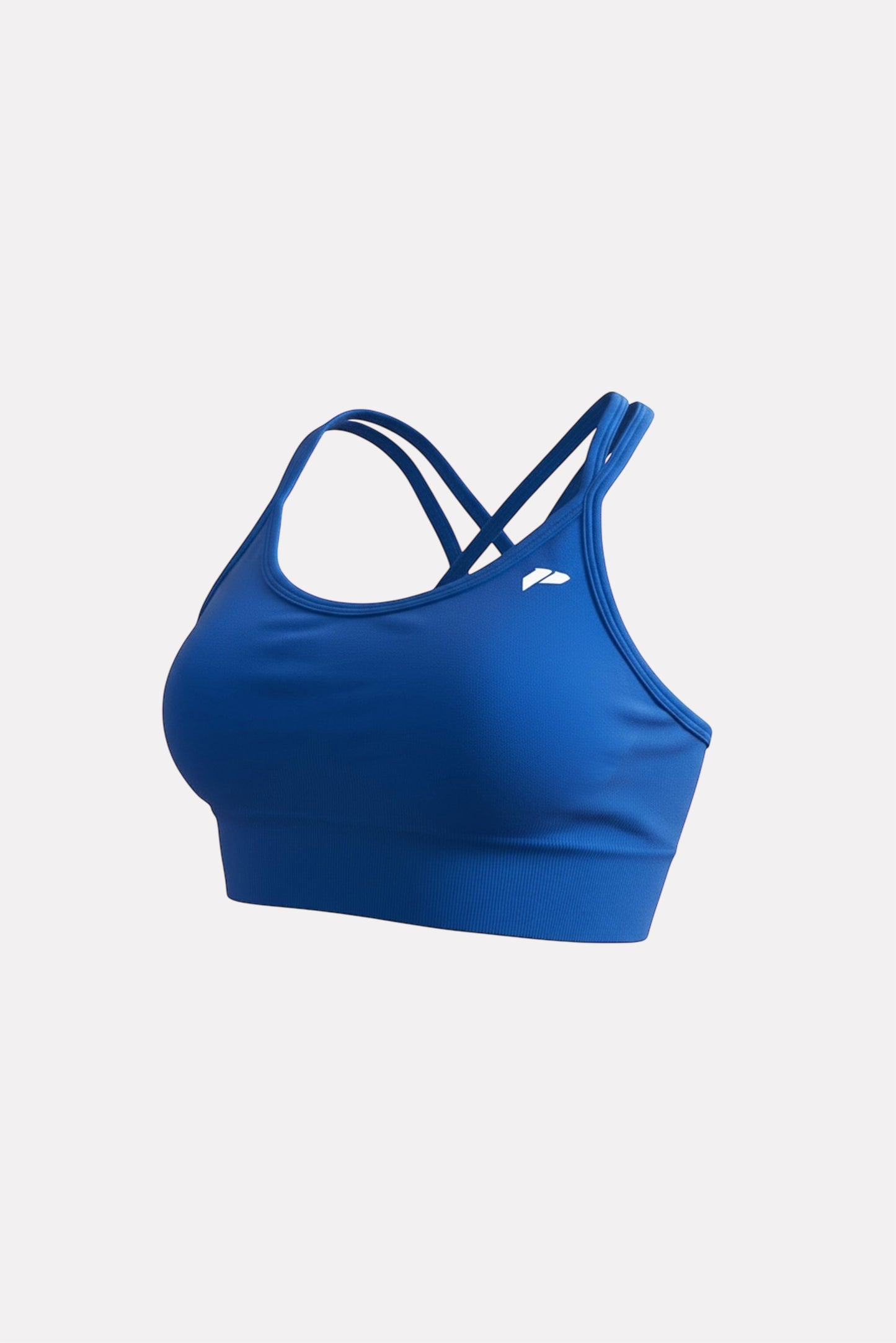 Cobalt blue sports bra with crossed straps