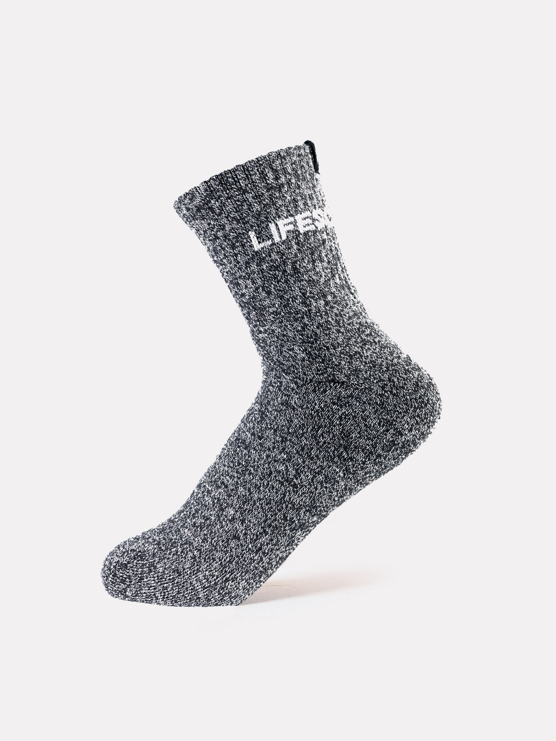 MID CREW LABEL SOCKS - DARK GRAINY GREY