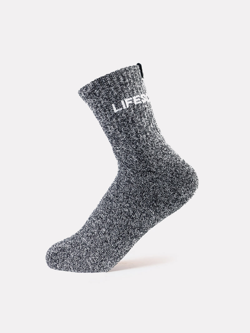 MID CREW LABEL SOCKS - DARK GRAINY GREY - LIFESOPECHE