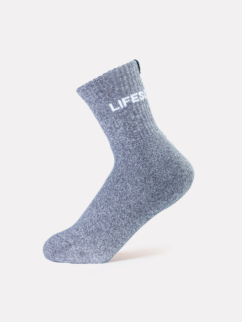 MID CREW LABEL SOCKS - LIGHT GRAINY GREY - LIFESOPECHE