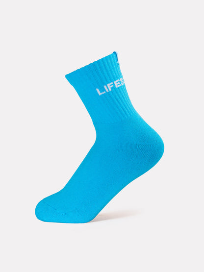 MID CREW LABEL SOCKS - AQUA