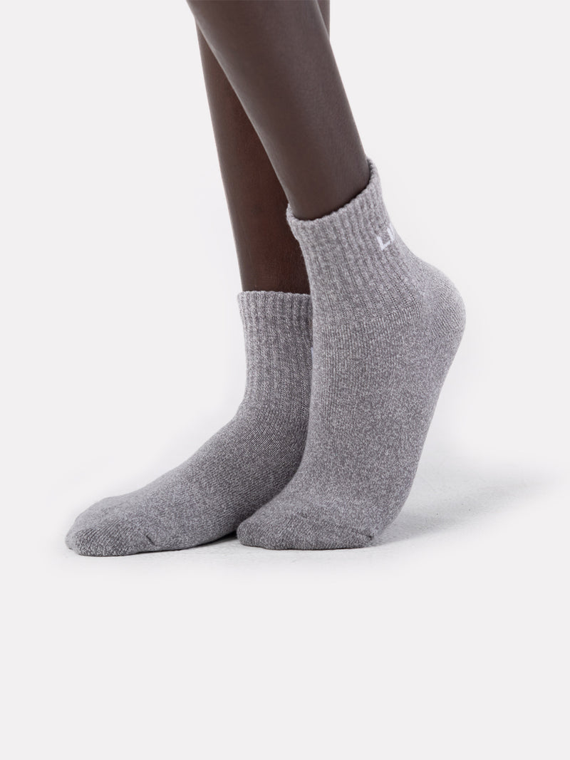 MID CREW LABEL SOCKS - LIGHT GRAINY GREY - LIFESOPECHE