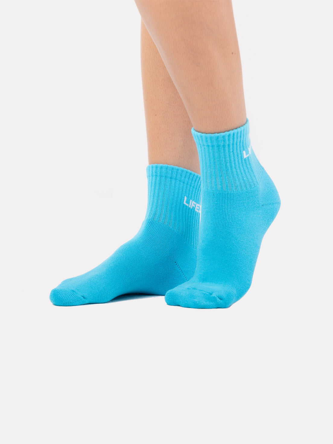 MID CREW LABEL SOCKS - AQUA