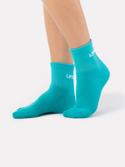 MID CREW LABEL SOCKS - TEAL