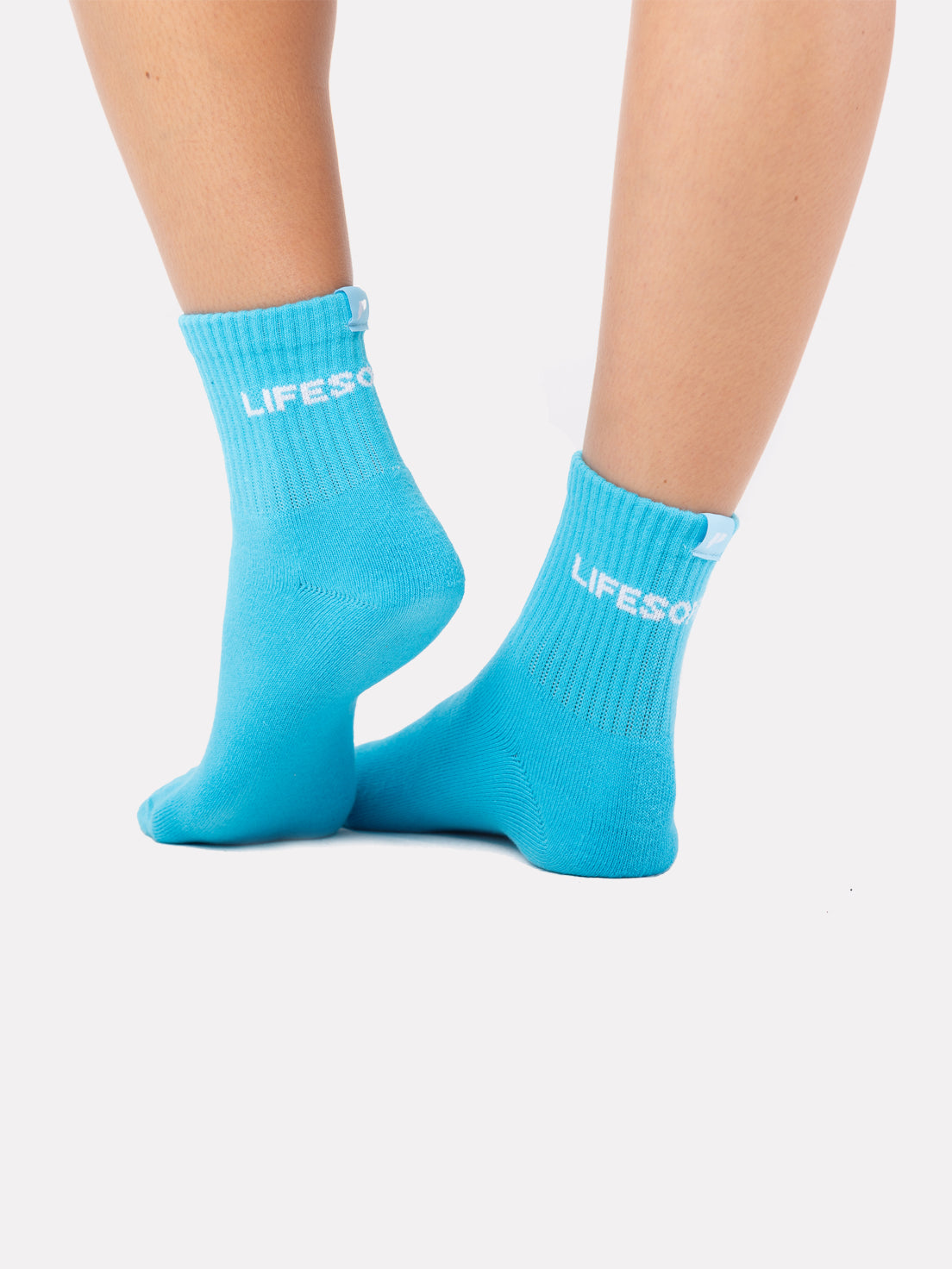 MID CREW LABEL SOCKS - AQUA