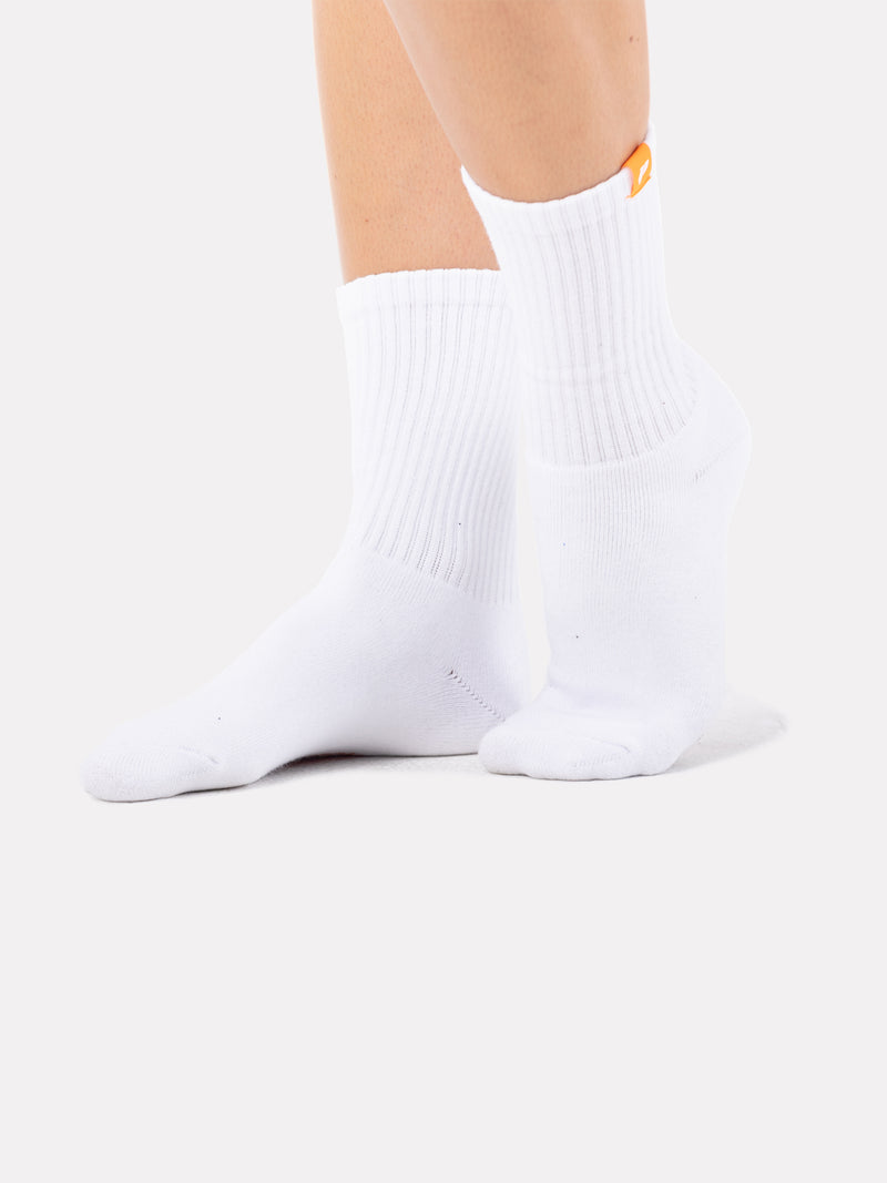 WHITE CREW LABEL SOCKS - ORANGE - LIFESOPECHE