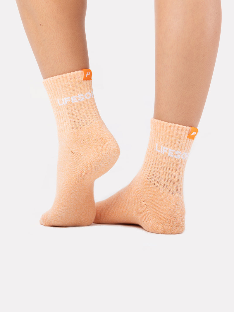 MID CREW LABEL SOCKS - DARK GRAINY ORANGE - LIFESOPECHE