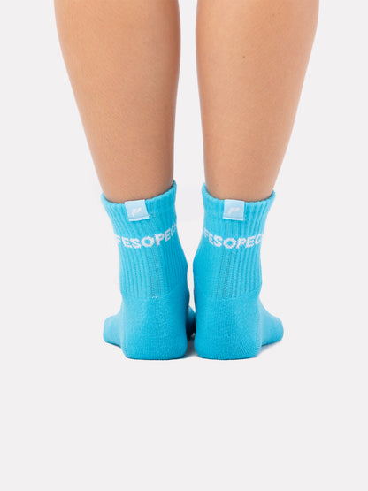 MID CREW LABEL SOCKS - AQUA