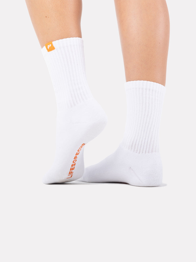 WHITE CREW LABEL SOCKS - ORANGE - LIFESOPECHE