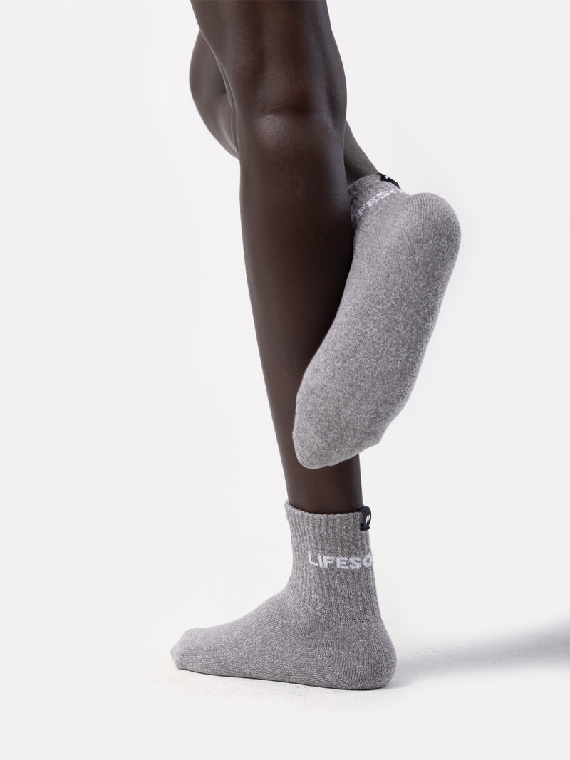 MID CREW LABEL SOCKS - LIGHT GRAINY GREY - LIFESOPECHE