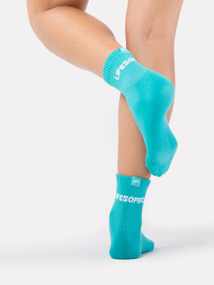 MID CREW LABEL SOCKS - TEAL