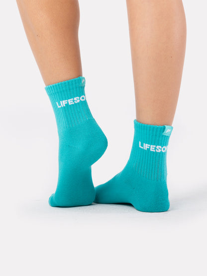 MID CREW LABEL SOCKS - TEAL