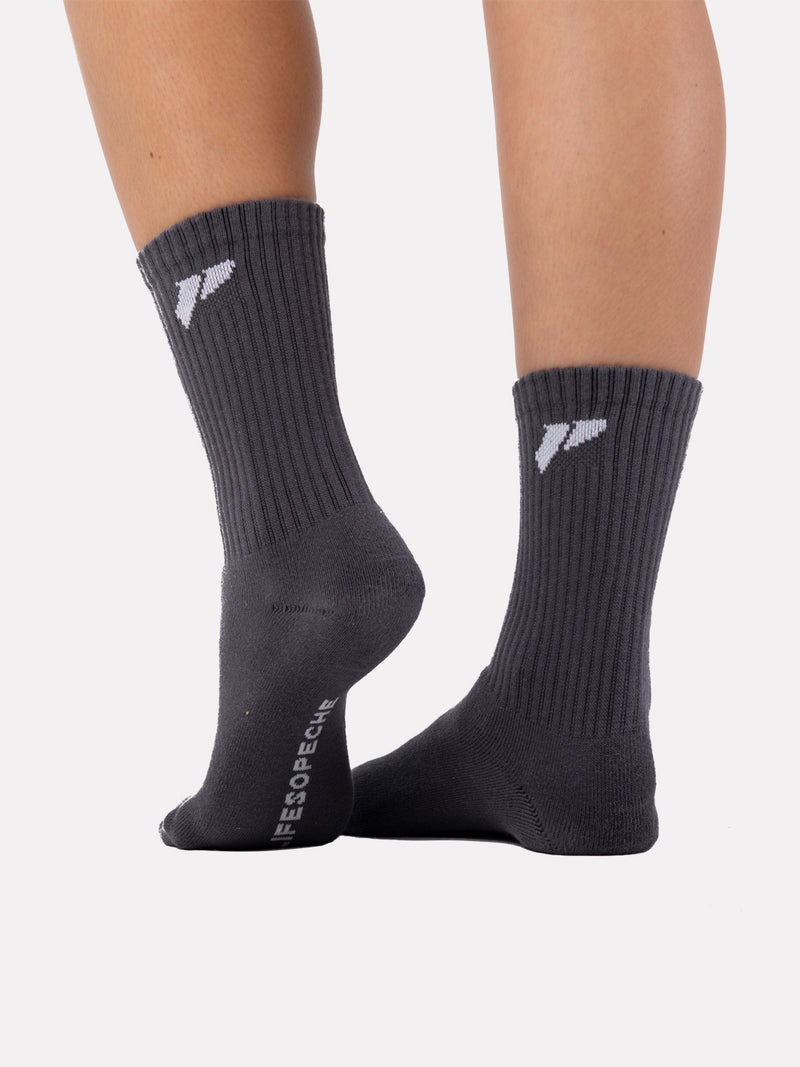 CREW JACQUARD SOCKS - GREY - LIFESOPECHE
