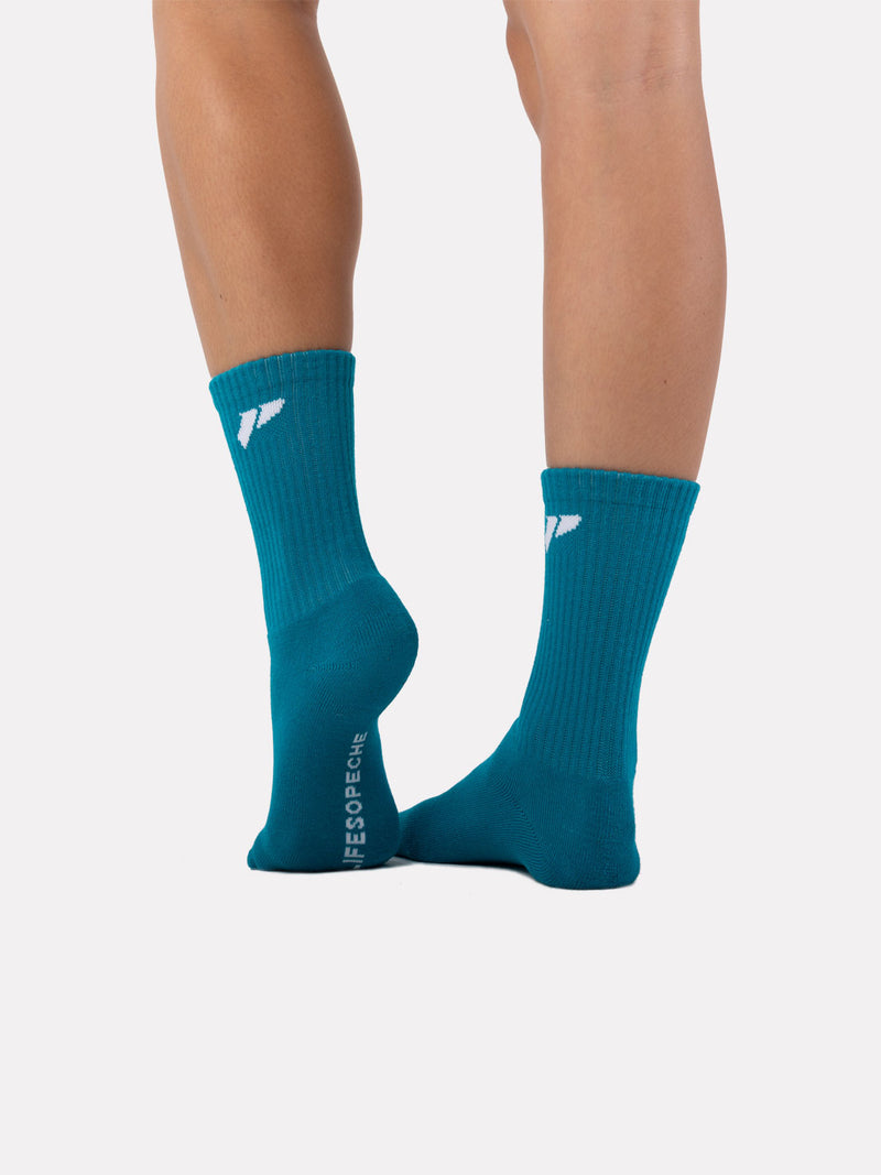 CREW JACQUARD SOCKS - TEAL - LIFESOPECHE