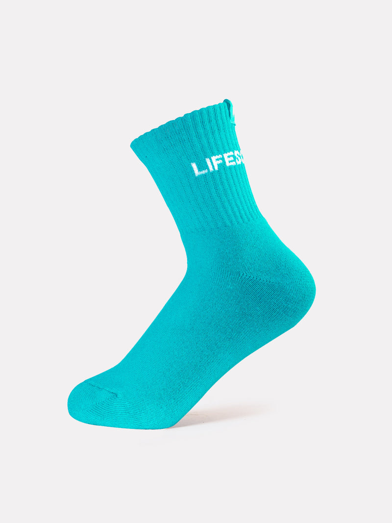 MID CREW LABEL SOCKS - TEAL - LIFESOPECHE