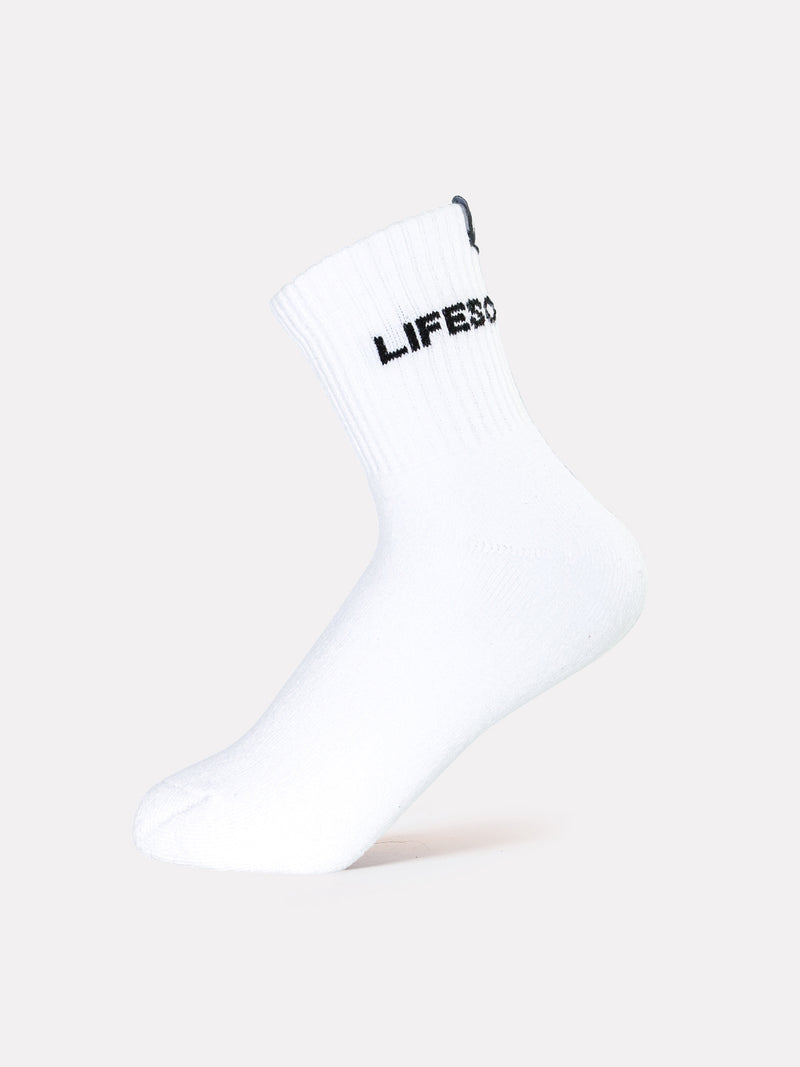 MID CREW LABEL SOCKS - WHITE - LIFESOPECHE