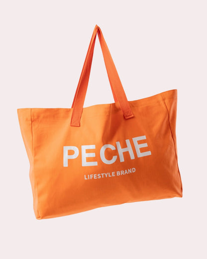 XL Canvas Tote Bag w/pocket by LSP - Orange
