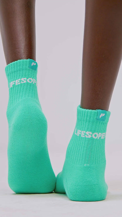 MID CREW LABEL SOCKS - GREEN